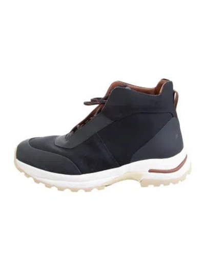 Pre-owned Loro Piana Trail Walk 'tasmanian' Canvas Lace-up Boots In Blue