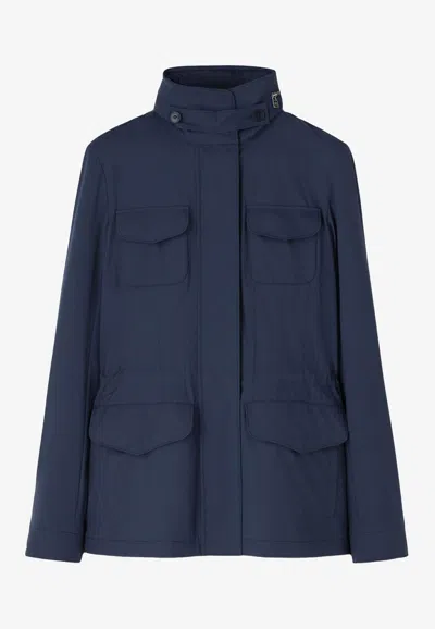 Loro Piana Traveler Cashmere Field Jacket In Blue