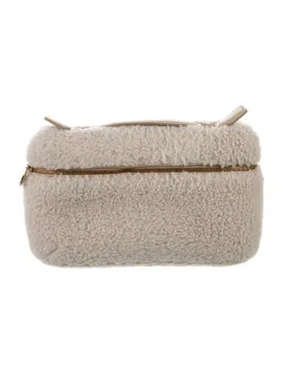 Pre-owned Loro Piana Traveling Fur Cosmetic Bag In Neutral