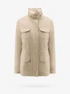 Loro Piana Casual Jacket With Adjustable Waist And Front Pockets In Beige