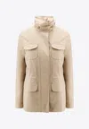 Loro Piana Casual Jacket With Adjustable Waist And Front Pockets In Beige