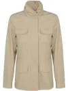 Loro Piana Casual Jacket With Adjustable Waist And Front Pockets In Neutral
