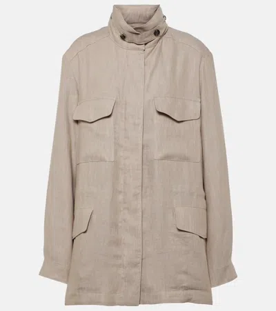 Loro Piana Traveller Linen Jacket In Beige