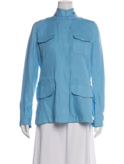 Pre-owned Loro Piana Traveller Linen Utility Jacket In Blue