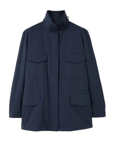 Loro Piana Traveller Windmate Stand-neck Casual Jacket In Navy Blue