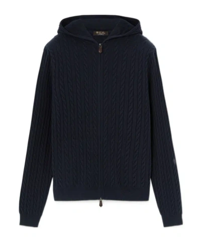 Loro Piana Treccia Bomber Jacket In Blue