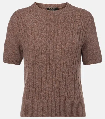 Loro Piana Treccia Cable-knit Cashmere Sweater In Brown