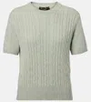 Loro Piana Treccia Cashmere Short-sleeve Sweater In Green