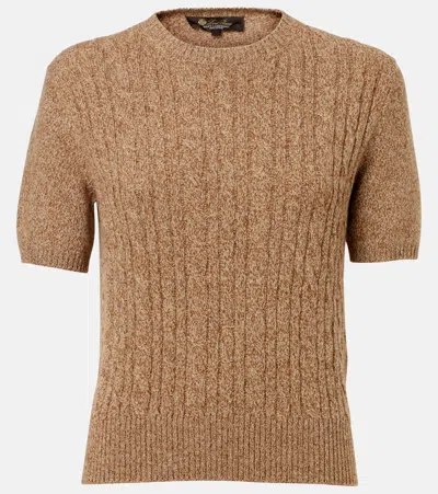 Loro Piana Treccia Cable-knit Cashmere Top In Brown