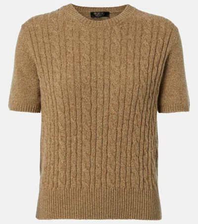 Loro Piana Treccia Cable-knit Cashmere Top In Raw Honey Mel Rosema