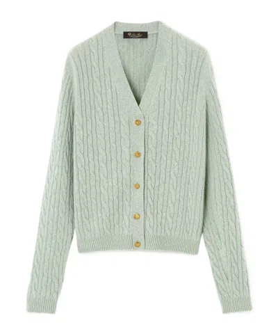 Loro Piana Treccia Cardigan In Blue