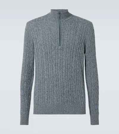 LORO PIANA TRECCIA CASHMERE HALF-ZIP SWEATER