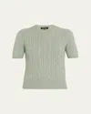 Loro Piana Treccia Cashmere Short-sleeve Sweater In Gray