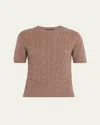 Loro Piana Treccia Cashmere Short-sleeve Sweater In Brown