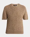 Loro Piana Treccia Cashmere Short-sleeve Sweater In Multi