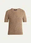 Loro Piana Treccia Cashmere Short-sleeve Sweater In J1qp Golden Wheat