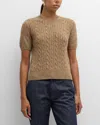 Loro Piana Treccia Cashmere Short-sleeve Sweater In J1qp Golden Wheatgi