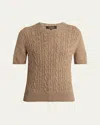 Loro Piana Treccia Cashmere Short-sleeve Sweater In J1qp Golden Wheatgi