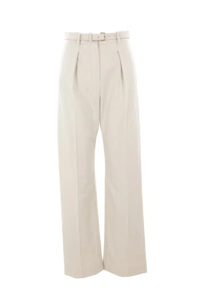 Loro Piana Trousers In Alabaster Cream Melange