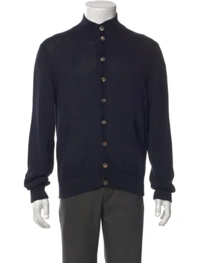 Pre-owned Loro Piana Turtleneck Long Sleeve Cardigan In Blue