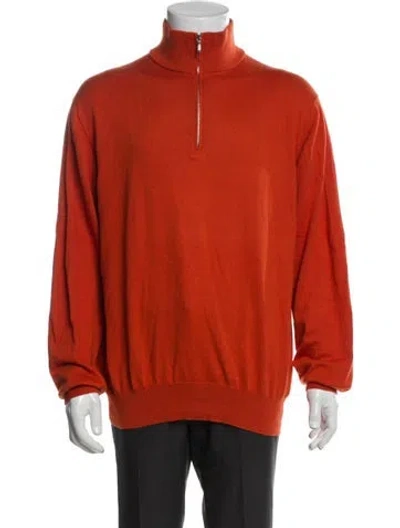 Pre-owned Loro Piana Turtleneck Long Sleeve Sweatshirt In Orange