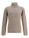 Loro Piana Turtleneck Ribbed-knit Sweater In Neutral