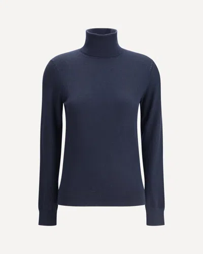 Loro Piana Women Turtleneck Sweater In Blue