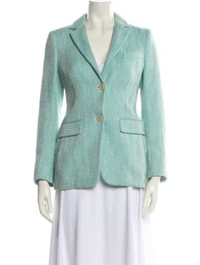Pre-owned Loro Piana Tweed Pattern Blazer In Blue