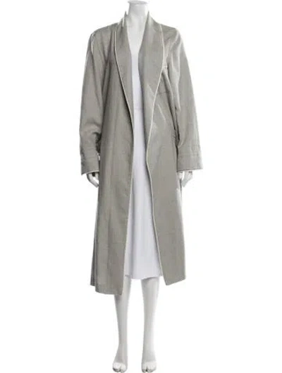 Pre-owned Loro Piana Tweed Pattern Robe In Grey