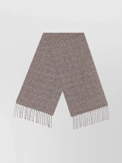 Loro Piana Tweed Scarf Fringed Textured Fabric