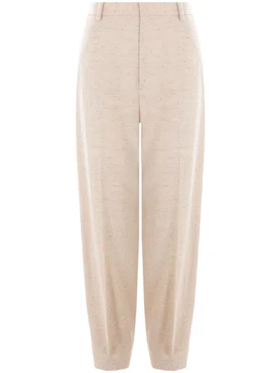 Loro Piana Tweed Straight-leg Trousers In Creamy Seashell