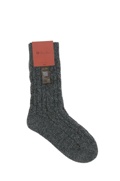 Loro Piana Cable-knit Socks In Gray