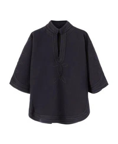 Loro Piana Women Lia Cashmere Cape In Blue Navy
