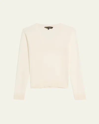 Loro Piana V-neck Cashmere Sweater In White