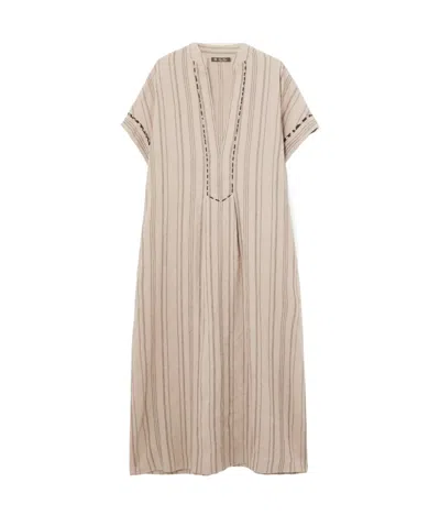 Loro Piana V-neck Dress In Neutral