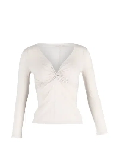 Pre-owned Loro Piana V-neck Knotted-front Top In Neutral