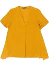 Loro Piana V-neck Short Sleeve Yellow Blouse In Yellow
