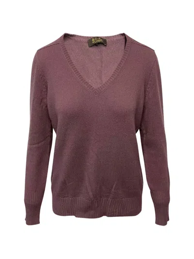 Pre-owned Loro Piana V-neck Long-sleeve Sweater In Purple