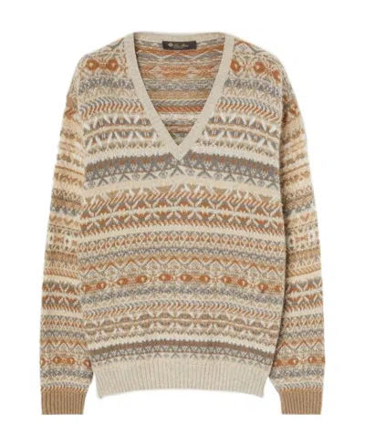Loro Piana V-necked Cashmere Sweater In Nude