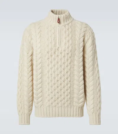 Loro Piana Valduggia Cable-knit Cashmere Half-zip Sweater In Neutrals