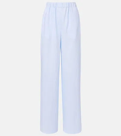 Loro Piana Weite High-rise-hose Valerio Aus Leinen In Blue