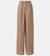 Loro Piana Valerio High-rise Linen Wide-leg Pants In Brown