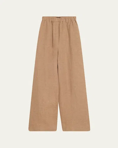 Loro Piana Valerio Linen Straight-leg Sunny Trousers In Brown