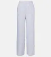 Loro Piana Valerio Linen Wide-leg Pants In Blue