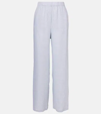 Loro Piana Valerio Linen Wide-leg Pants In Blue