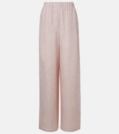 Loro Piana Valerio Linen Wide-leg Pants In Pink