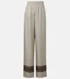 Loro Piana Valerio Printed Silk Twill Wide-leg Pants In Neutral