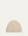Loro Piana Valle Cable Knit Cashmere Beanie In Ivory Lace Melange