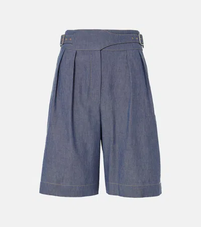 Loro Piana Valmar Cotton-blend Chambray Bermuda Shorts In Blue