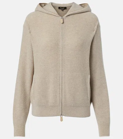 Loro Piana Fuji Cashmere & Silk Knit Hooded Bomber In White